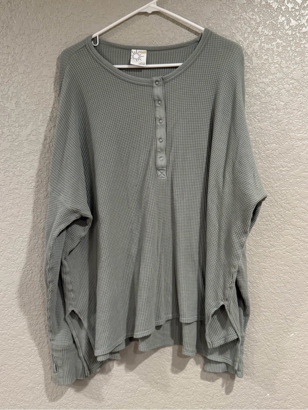Offline by Aerie Waffle Henley Long Sleeve Top - Sage